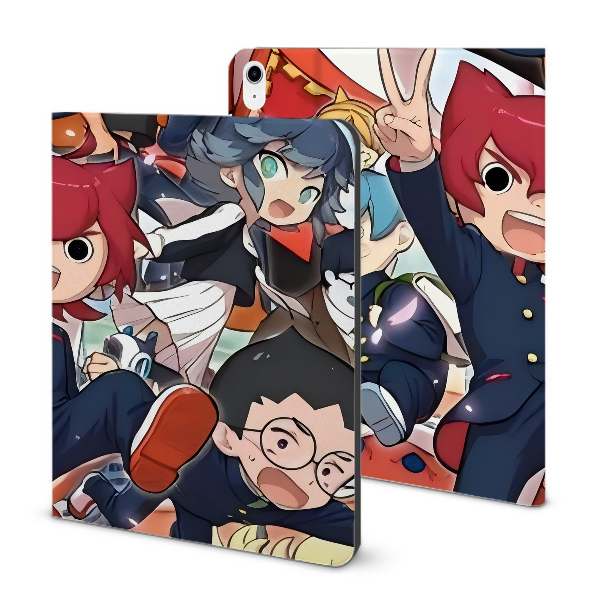 （画像用） 妖怪ウォッチ Yo-kai Watch IPad ケース ブック型 PUレザー TPU 耐衝撃 軽量 薄型 ペン収納なし 全面保護 IPad 各モデル対応